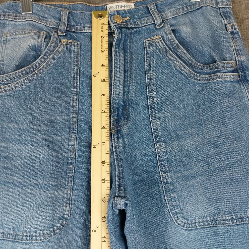 WE THE FREE JEANS WOMENS BLUE PIPER WIDE LEG CROP DENIM CAPRI PANTS SIZE 30 - Picture 3 of 10